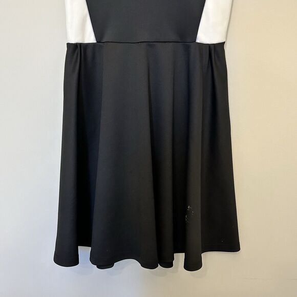 Poof Couture skater dress Womens medium black white Color Block Exposed Zipper - Picture 8 of 10
